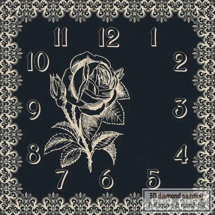 5d diy алмазная живопись фиолетовый цветок настенные часы икона розы Алмазная вышивка Стразы Мозаика Украшение - Цвет: DLO1