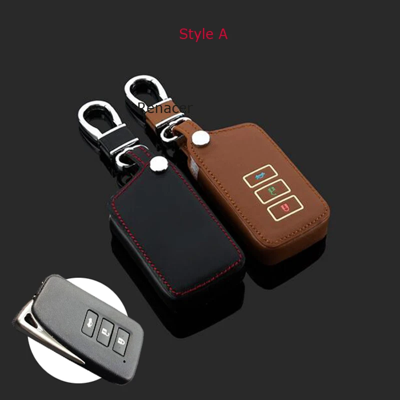 

3 Button Smart car key cover luminous leather case holder chain ring For Lexus RX270 CT200H ES240 ES250 ES350 IS460 IS300 GX460