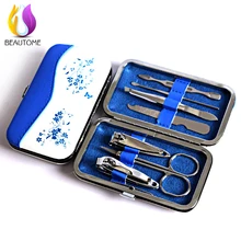 Stone Pattern Case+7 in 1 pcs Nail Clipper Kit Nail Care Set Pedicure Scissor Tweezer Knife Ear pick Utility Manicure Set Tools*