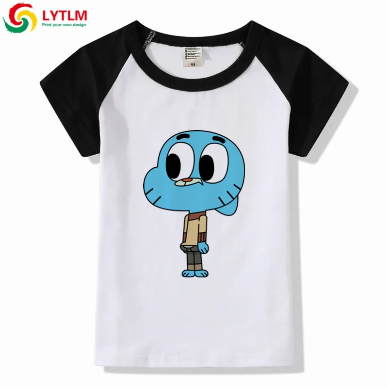 

LYTLM Gumball Amazing World Shirt Boys T Shirts Cartoon Children's Clothing Tops Short Sleeved Kids Boys Clothes Girls Shirts