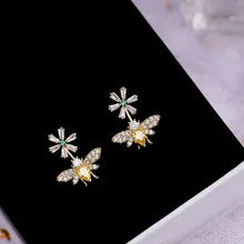 SWOUR Модные украшения S925 CZ стерлингового серебра цветок ромашка просто мило пчелы Дизайн серьги для женщины S365