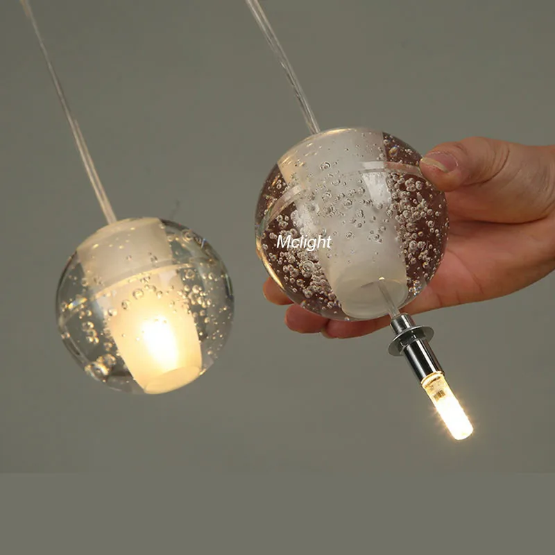 1 Light Modern Clear or Air Bubble Meteor Shower Crystal Ball Pendant ...