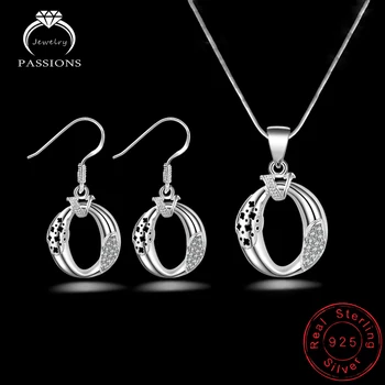 

Ethnic Style 925 Sterling Silver Water Drops Jewelry Set Zircon Oval Fancy Pendant Necklace And Drop Earrings Women Fine Gift