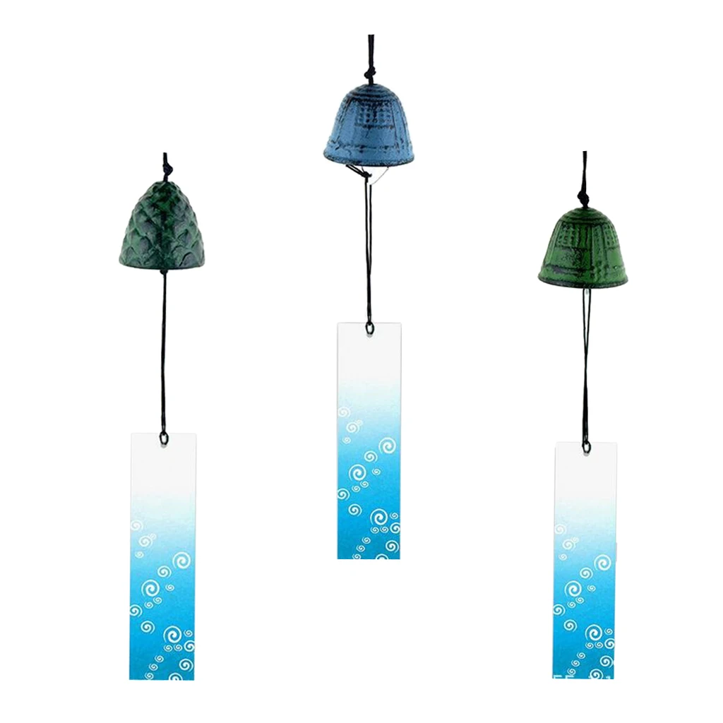 3pcs Japanese Style Windchimes Furin Antique Temple Bell Iwachu Cast Iron Wind Chimes Hanging Decorations