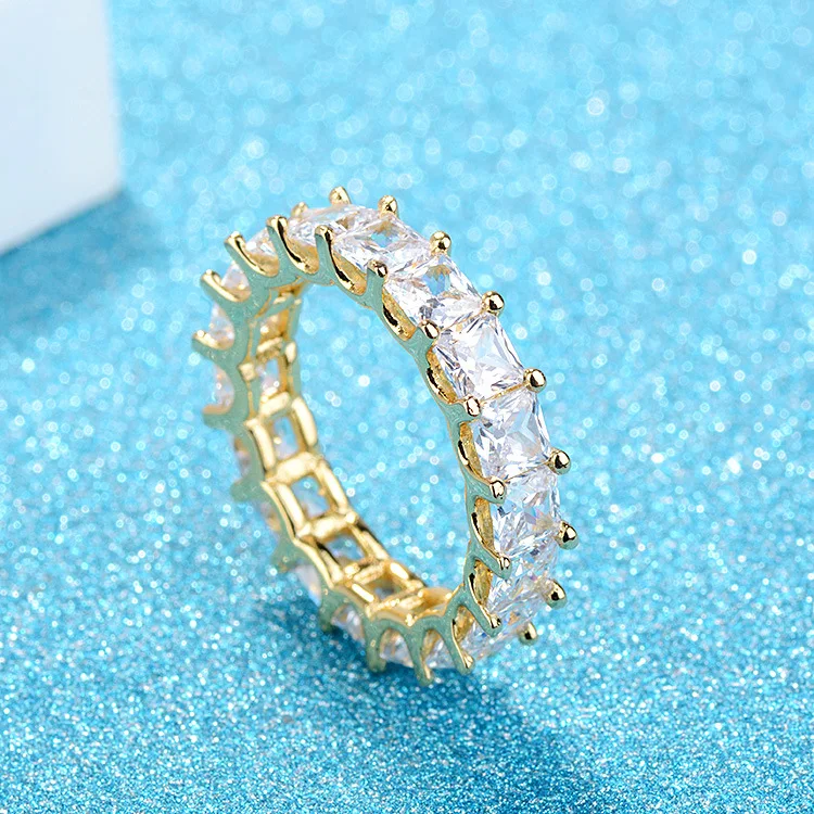 Женское роскошное обручальное кольцо Eternity с кубическим цирконием, Модные женские ювелирные изделия, Подарок на годовщину, квадратные кольца с фианитами