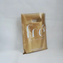 500 шт/партия, Удобные сумки для покупок с логотипом, многоразовые пластиковые сумки для высечки, Золотые пластиковые сумки, носки/шарфик, упаковочные сумки