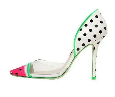 Wedding Shoes Woman Pointed Toe Watermelon Print Dress Pumps Large Size 42 Factory Real Pics Summer Sandals