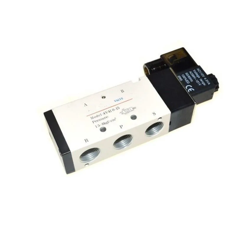 

4V410-15 Pneumatic Solenoid Valve DC 12V 24V AC 110V 220V PT1/2 Aluminum Alloy 5 Ports 2 Positions Electric Air Control Valve