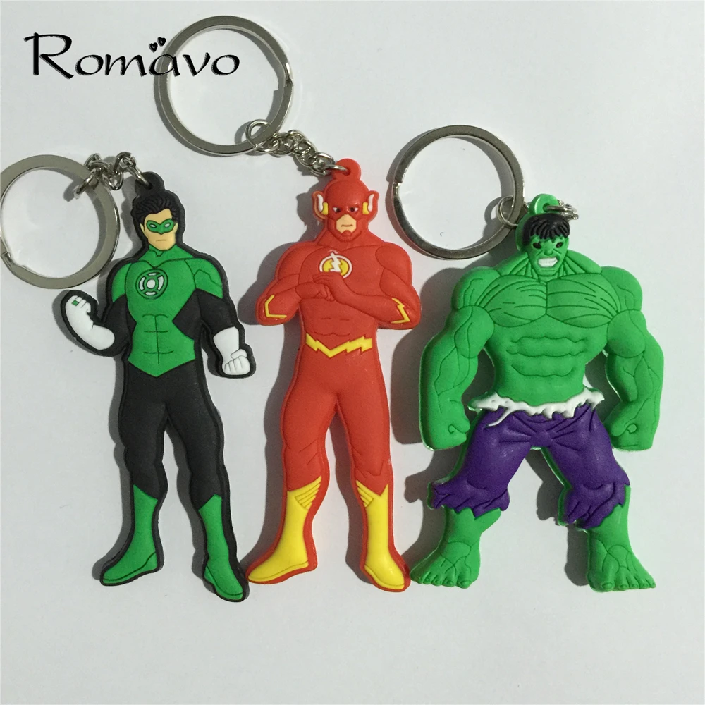 

New marvel Super Hero keychain High quality Lovely The hulk The Avengers Flash Green Lan CARTOON collection PVC Llavero Chaveiro