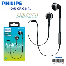 Philips SHB5250 беспроводной Bluetooth-4,1 Спорт вкладыши в уши для наушников гарнитура для samsung huawei Xiaomi Мобильный телефон официальный