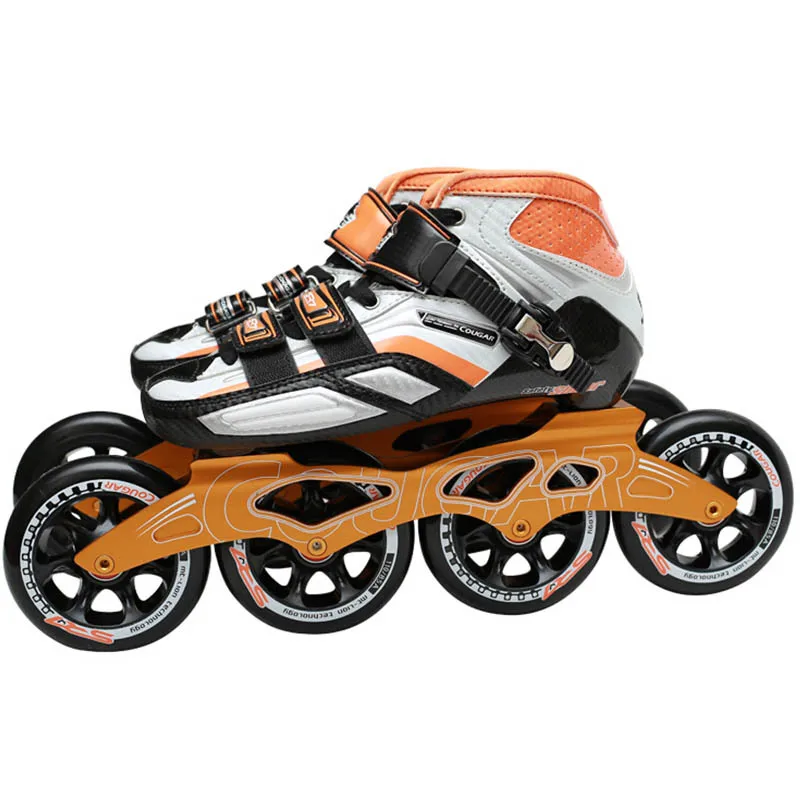 Japy تزلج الأصلي كوغار SR7 حذاء تزلج بعجلات سرعة ألياف الكربون الكبار الطفل طفل الأسطوانة أحذية التزلج 100/110 مللي متر سباق Patines