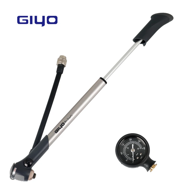 XuBa Bicycle Pump 300PSI Inflate Fork Shock Compact Portable Mini Pump with Pressure Gauge Foldable Hose
