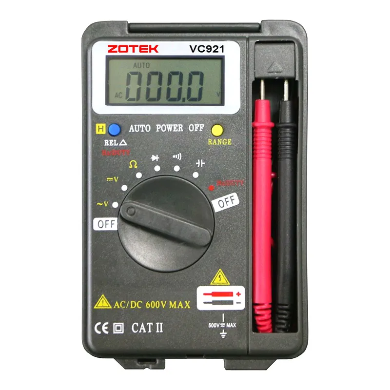 

VC921 Pocket Digital Frequency Multimeter 4000 Counts Auto Ranging Mini LCD AC/DC Voltage DMM Integrated Handheld Voltmeter