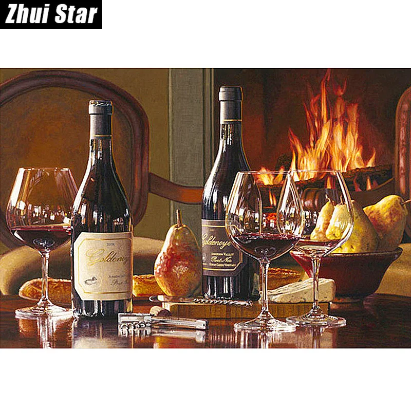 Square-full-drill-diamond-embroidery-wine-needlework-cross-stitch-square-resin-full-diamond-painting-wine