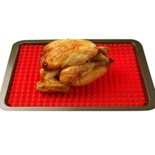 Rojo Hornear Pan Antiadherente Para Hornear de Silicona Moldes de Cojines de Las Esteras Cocina Estera Bandeja de Horno Para Hornear Hoja de Cocina Nuevo ZH01746