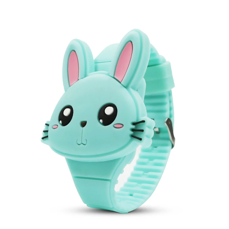 

Cute Rabbit Cartoon Kids Watches Flip Cover Rubber LED Children Watch for Girls Boy Student Girls Clock Reloj Infantil Saati