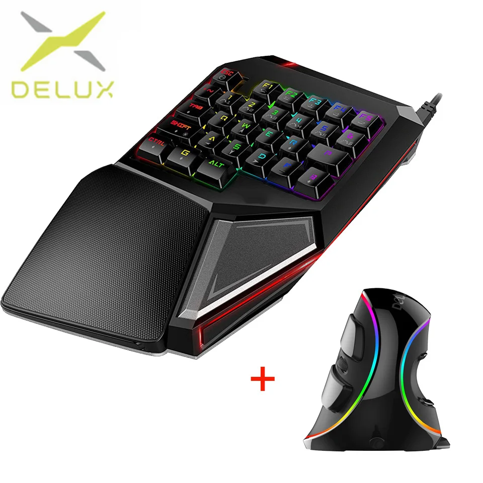 

Delux T9 PLUS gaming mechanical keyboard mice Vertical Gaming Mouse 4000DPI Wired USB Optical With RGB Backlight For Gamer PC