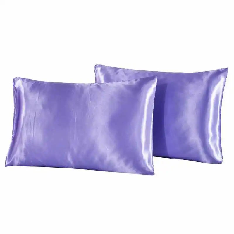 Summer simulation silk solid color cooling pair pillowcases 51*76cm bigger size pillowcases 51*102cm good sleep - Цвет: Фиолетовый