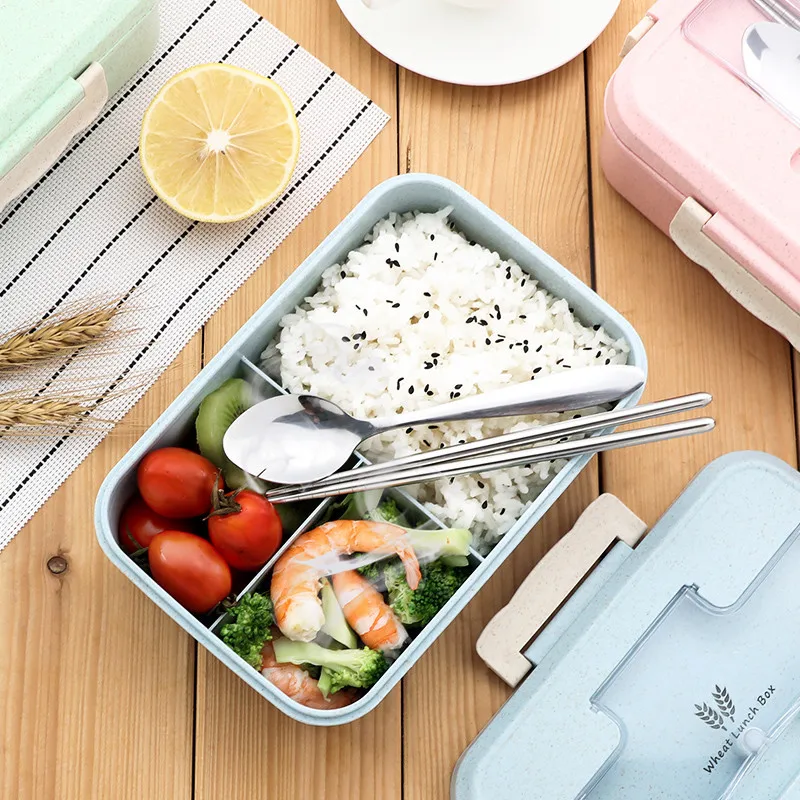 Ланч-бокс, контейнер для еды, Bento box, Ланчбокс с подогревом для детей, ланчбокс для закусок, пшеничной соломы, Корейская герметичная Студенческая пластиковая коробка для еды