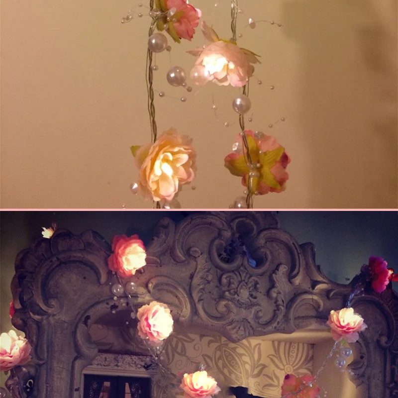 LED Rose flor con decoración de bolas luces de hadas guirnalda del banquete de boda de hadas de Navidad decoración 2 M 20 LEDs acontecimiento feliz LED Rose flor con decoración de bolas luces de hadas guirnalda del banquete de boda de hadas de Navidad decoración 2 M 20 LEDs acontecimiento feliz