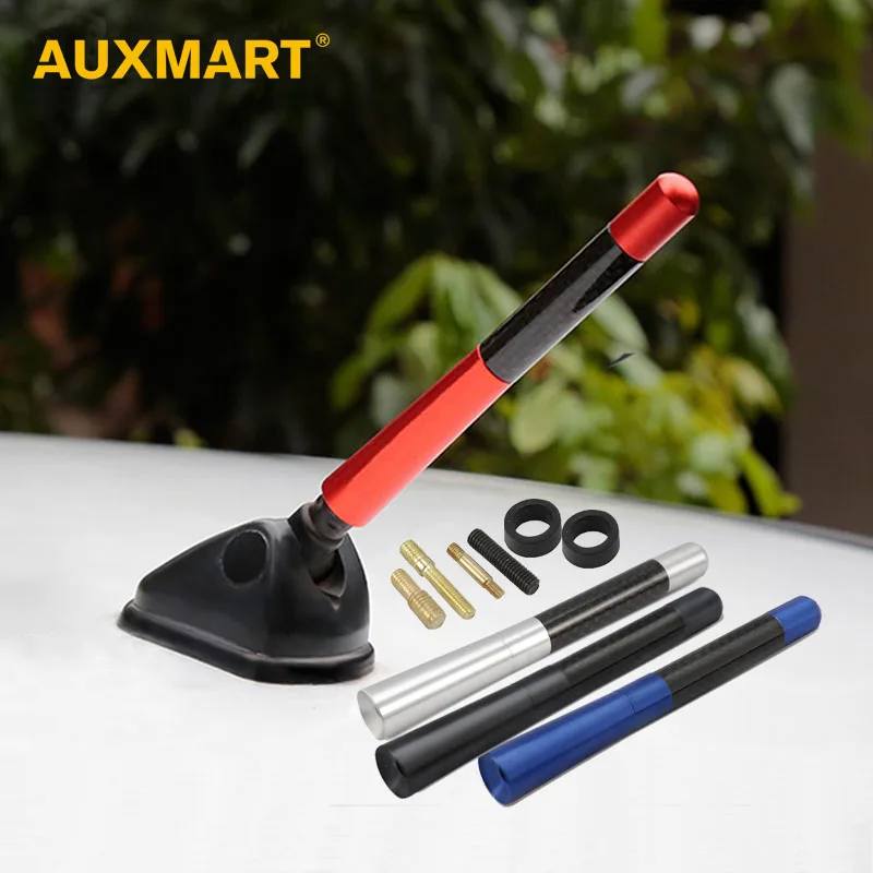 

AUXMART 12cm Carbon Fiber Short Radio Antenna Car AM/FM Signal Aerials for Ford Peugeot Mazda Opel Skoda Toyota Volkswagen BMW