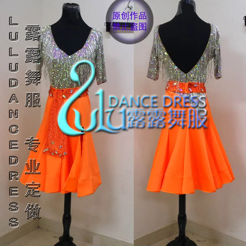 

Rumba jive chacha latin dance dress, ballroom dress, dans slijtage fringe latin dress latin dance competition costumes