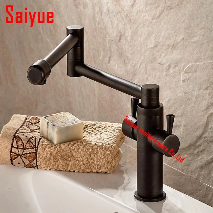 

2016 new arrival 1080 degree rotating folding Kitchen Sink Faucet Mixer water tap deck mounted Oil Rubbed Bronze