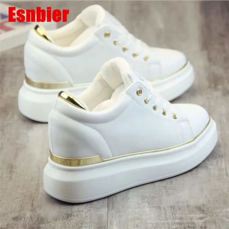 

New Designer Shoes Woman Wedges Platform Sneakers Lace-Up Breathable Tenis Feminino Casual Chunky Sneakers Ladies Zapatos Mujer