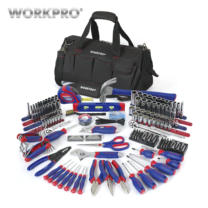 Free Shipping WORKPRO 322 Piece Home Repair Tool Kit With Carry Bag, Multifunction home hand tools Wide Open Mouth tool bag set Free Shipping WORKPRO 322 Piece Home Repair Tool Kit With Carry Bag, Multifunction home hand tools Wide Open Mouth tool bag set