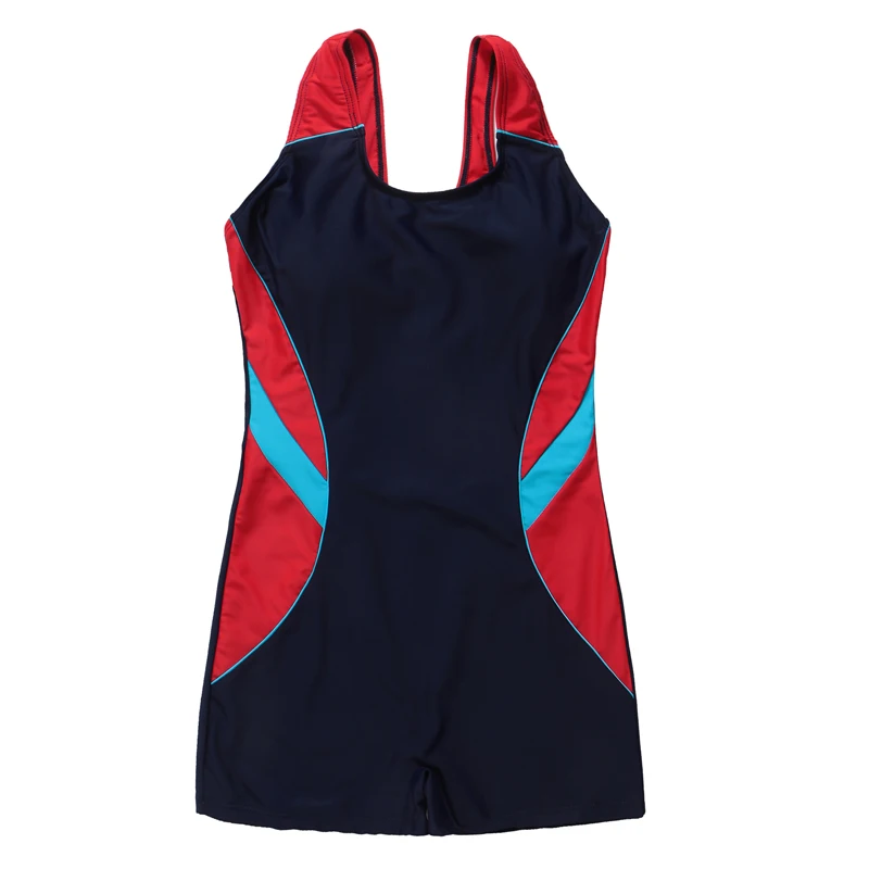 INGAGA Sport Swimming Suits For Women One Piece Swimsuit Patchwork Competition Swimwear Open Back Boyshort Bathing Suits