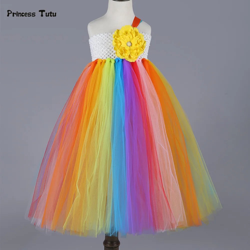 rainbow flower girl dress