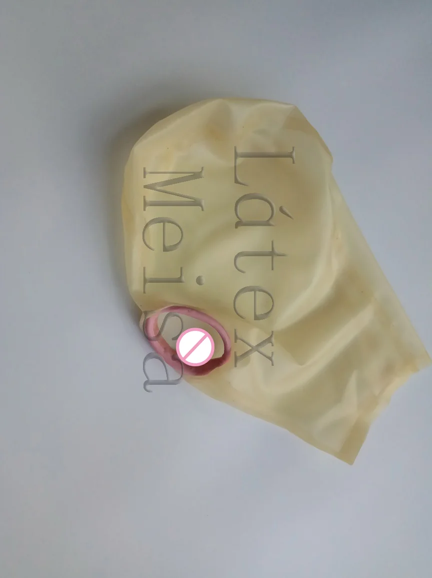 

Latex head masks transparent rubber hoods attached without zip