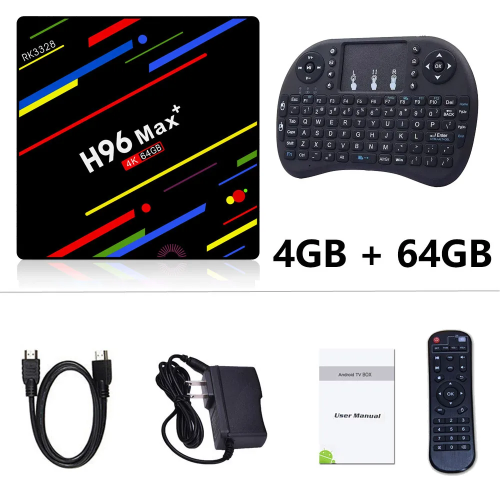 LEMFO H96 Max+ Smart Android tv Box Android 9,0 RK3328 Penta-Core 4 ГБ 32 ГБ 64 Гб USB 3,0 4K 3D HDR 2,4G/5G Wifi телеприставка - Цвет: 4GB 64GB I8-B