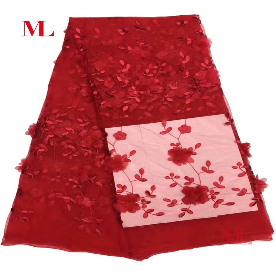 ML High Quality Wholesale Australia Rose Red 3D Tulle Lace Fabric With Stones For Wedding Dress Embroidery Net Lace Fabric DP ML High Quality Wholesale Australia Rose Red 3D Tulle Lace Fabric With Stones For Wedding Dress Embroidery Net Lace Fabric DP