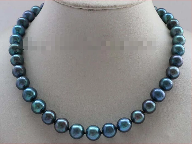 

17.5" Genuine Natural 12mm Peacock Round Pearl Necklace 18kgp #f2314! NEW