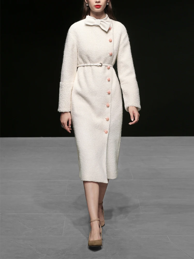 Mince White 11 Arc Laine Casual Et De Cravate Nouvelle Élégant Femmes Manteau Cachemire 11 Automne Piste D'hiver Col Mode 2018 Longue HwBxnRCq