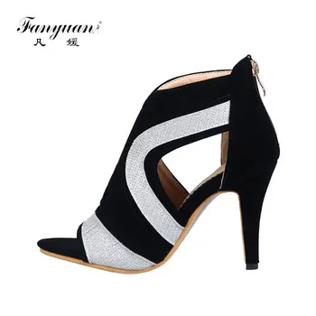 

fanyuan Big size 34-43 New 2019 gladiator sandals women fashion peep toe 10cm high heels sandals ladies party wedding shoes