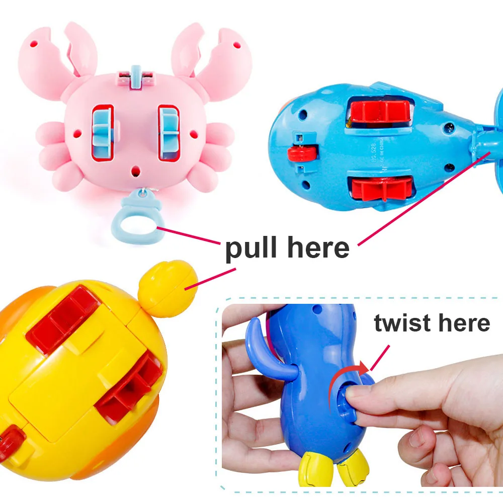 Cute Cartoon Clockwork Beach Crab Bath Water Toy Infant Swim Baby Shower Duck
