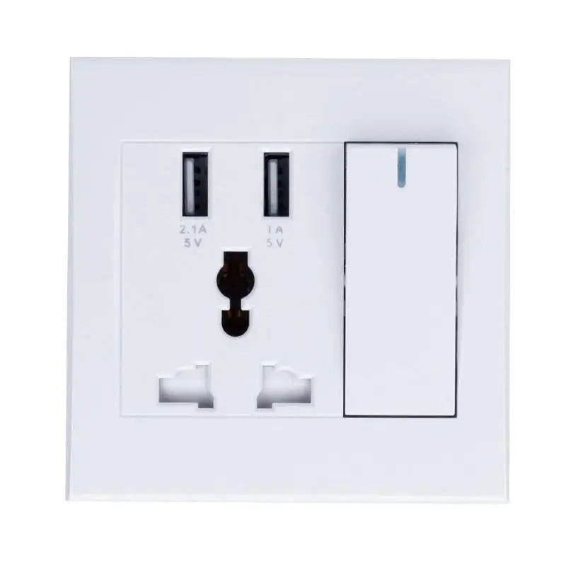 Universal USB Wall Socket 86 Type Concealed Dual USB Charging Wall Socket for PC iPhone Samsung Phone Tablet with Switch Universal USB Wall Socket 86 Type Concealed Dual USB Charging Wall Socket for PC iPhone Samsung Phone Tablet with Switch