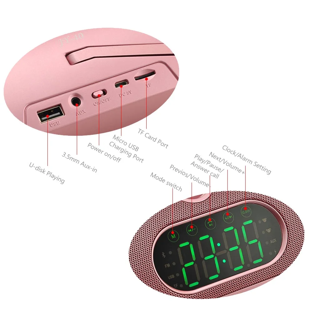 XGODY JY40 Мини Bluetooth Динамик с светодиодный часы Портативный Беспроводной s для Iphone