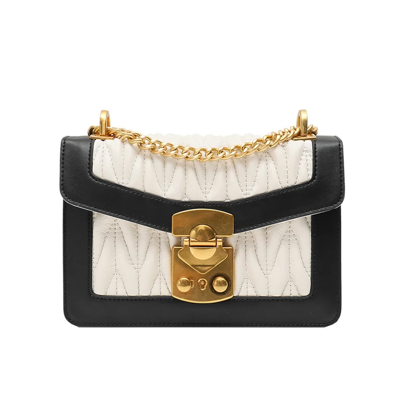 

2019 Fashion Design Diamond Chain Mini Leisure Genuine Leather Messenger Bag for Women