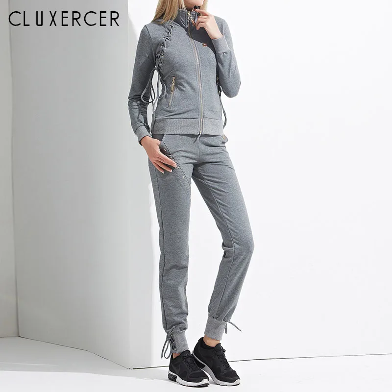 

Two Piece Set Tracksuit For Women Elegant Jacket And Pants Set Spring Autumn 2019 Womens Casual Sweat Suits Fitness Outfits