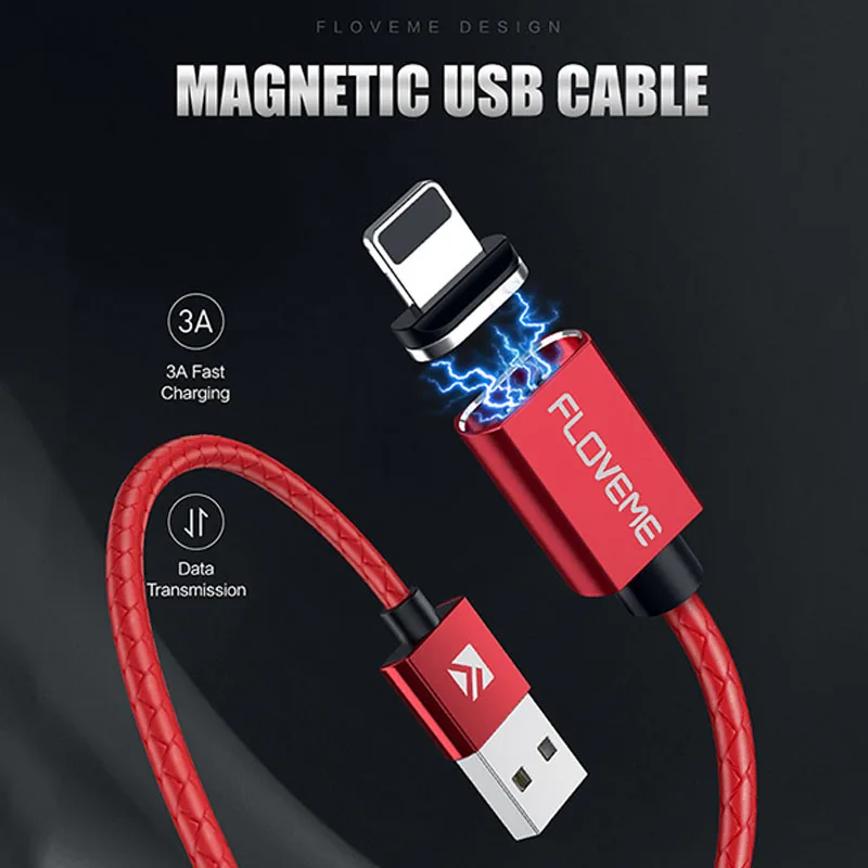 FDBRO LED المغناطيسي كابل الشاحن المصغّر Usb نوع C USB-C كابل 1 m 3A قصيرة Usb شحن الكابلات المغناطيس شاحن نقل البيانات سلك