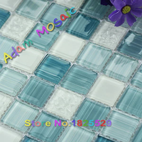 Sea Gl Mosaic Tile Bathroom Wall Deco Mesh Painted Blue White Sea Gl Mosaic Tile Bathroom Wall Deco Mesh Painted Blue White Tiles Kitchen Backsplash Mirror Sheets