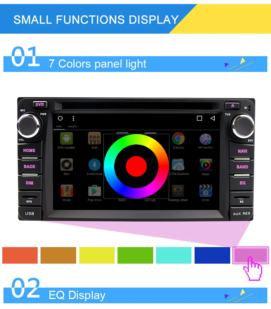 Sale Eunavi 2 din Android 8.1 tda7851 car dvd radio player for Toyota Hilux VIOS Old Camry Prado RAV4 Prado 2003-2008 gps navi stereo 22