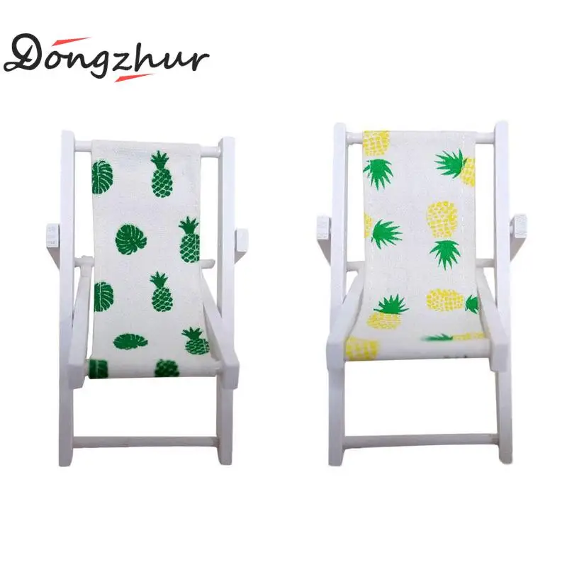 

3 Colors Mini Beach Lounge Chair Dollhouse Miniature Chairs Garden Decoration Furniture Folding Stripe Chair Diy Dollhouse Decor