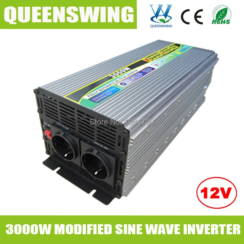 Full 3000W 12VDC to 220VAC UK/European Socket Solar Power Inverter Car
