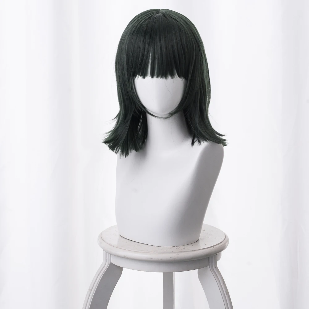 

One Punch Man Cosplay Fubuki Wig 40cm Short Black Cosplay Wig Heat Resistant Synthetic Hair Wigs + Wig Cape