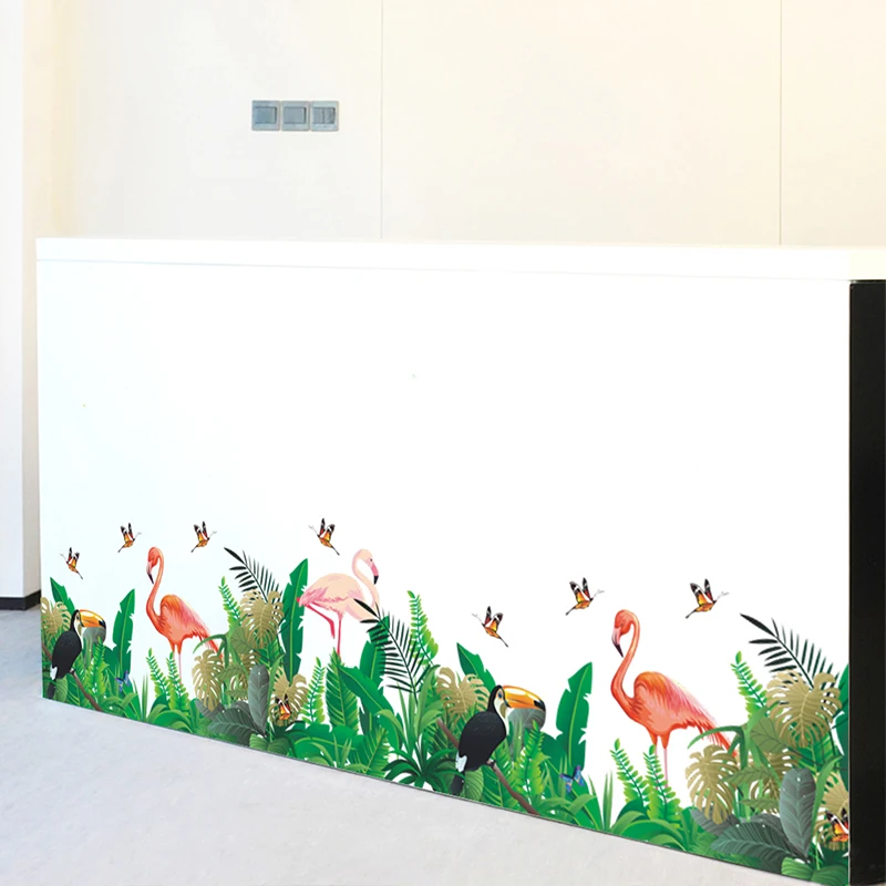 

Colorful Plants Butterfly Baseboard Wall Stickers Home Decor Kitchen Living Room Bedroom Mural DIY Flamingo Wall Art PVC Posters