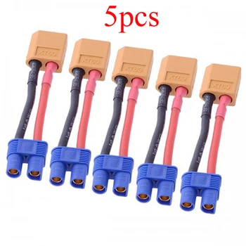 

5PCS EC3 Male Female to XT60 Plug Cable EC3 Male to T Female Connector Wire 14AWG Adapter Line Patch Cord for RC Drone